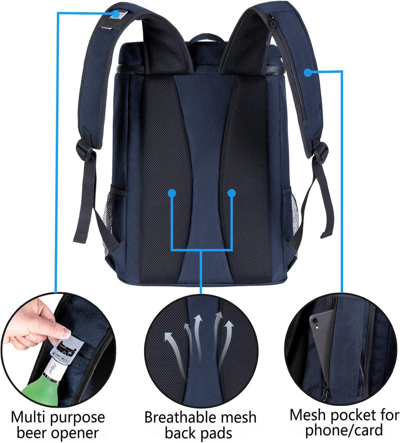 Insulated Cooler Backpack Lightweight Soft Cooler Bag Leakproof Backpack Cooler for Men Women to Lunch Work Picnic Beach Camping Hiking Park Day Trips, 30 Cans - Virtual Salesline 