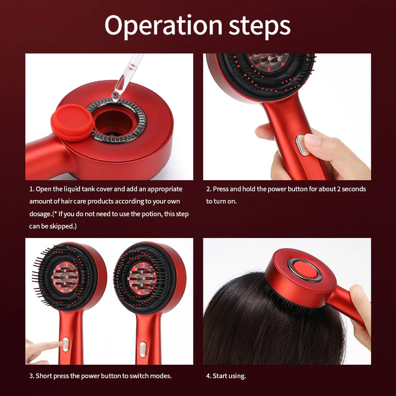 Electric Vibration Massage Comb Red Light Therapy Hair Growth Massage Scalp Brush anti Hair Loss Liquid Oil Applicator Hair Care - Virtual Salesline 