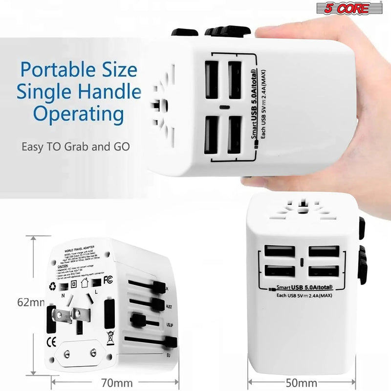 "5Core Universal Travel Adapter - 3 Pack Multi-Charger with 4 USB Ports for Global Power Compatibility!" - Virtual Salesline 