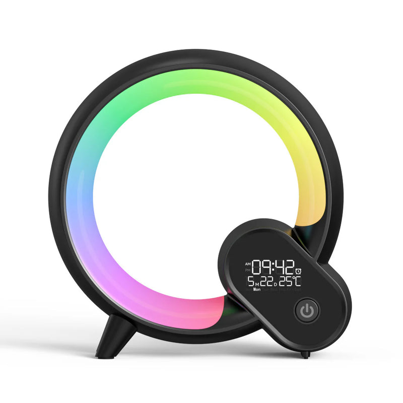 Creative Q Light Analog Sunrise Digital Display Alarm Clock Bluetooth Audio Intelligent Wake-Up Q Colorful Atmosphere Light - Virtual Salesline 