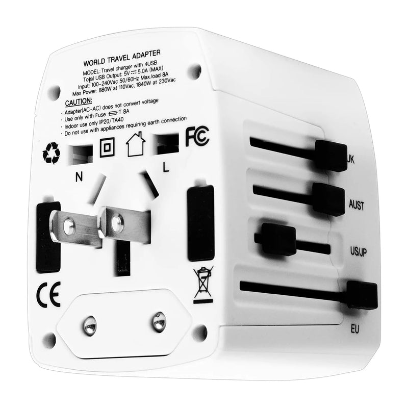 "5Core Universal Travel Adapter - 3 Pack Multi-Charger with 4 USB Ports for Global Power Compatibility!" - Virtual Salesline 