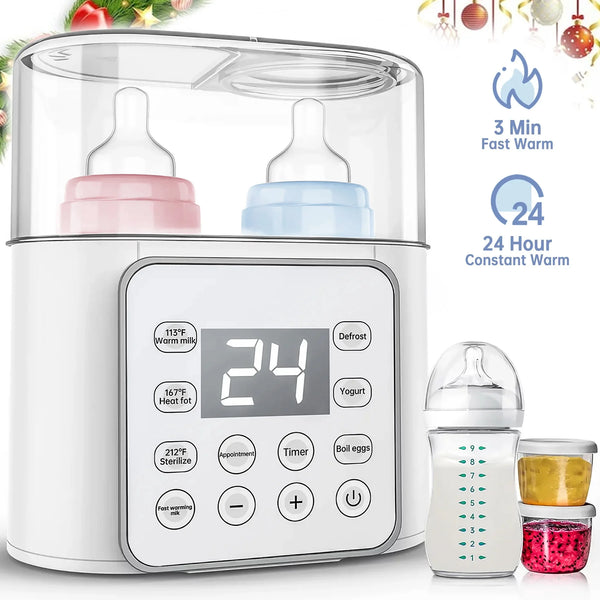 Baby , 9 in 1 Double Bottles Milk Warmer for Baby, Fast Food Heater & Defrost Warmer with Timer, LCD Display, Timer & 24H Temperature Control for Breastmilk & Formula - Virtual Salesline 