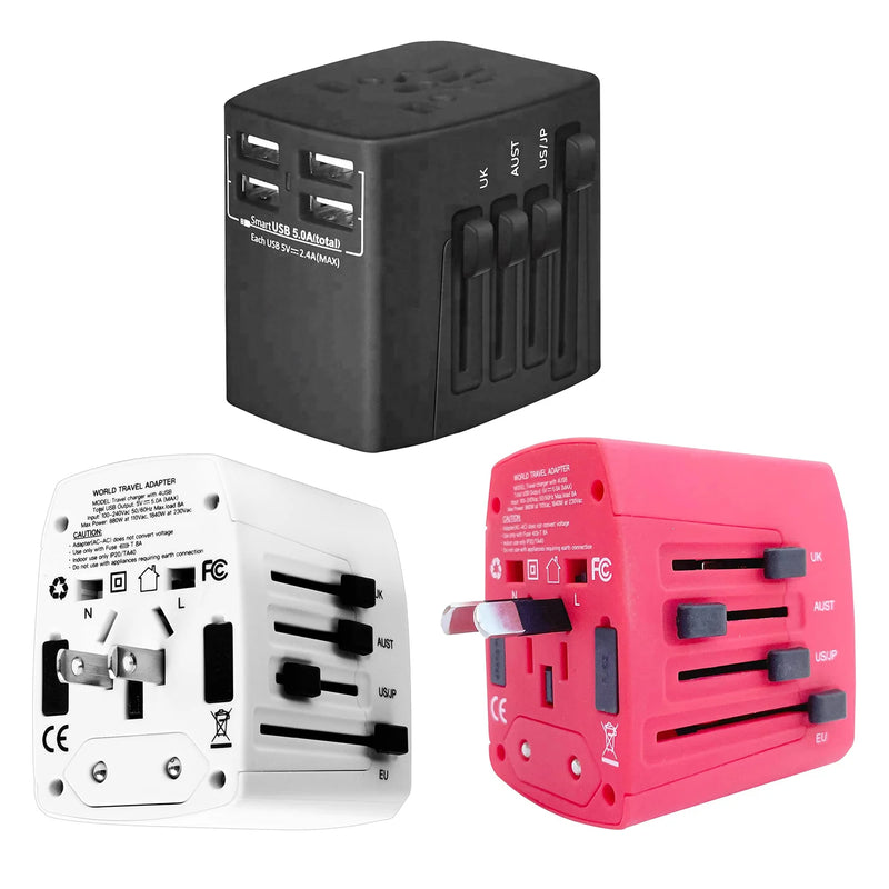 "5Core Universal Travel Adapter - 3 Pack Multi-Charger with 4 USB Ports for Global Power Compatibility!" - Virtual Salesline 