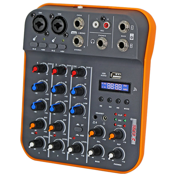 "5 Core 4-Channel Audio Interface Mixer - XLR, Bluetooth, USB for DJ, Music, Podcast & Karaoke!" - Virtual Salesline 