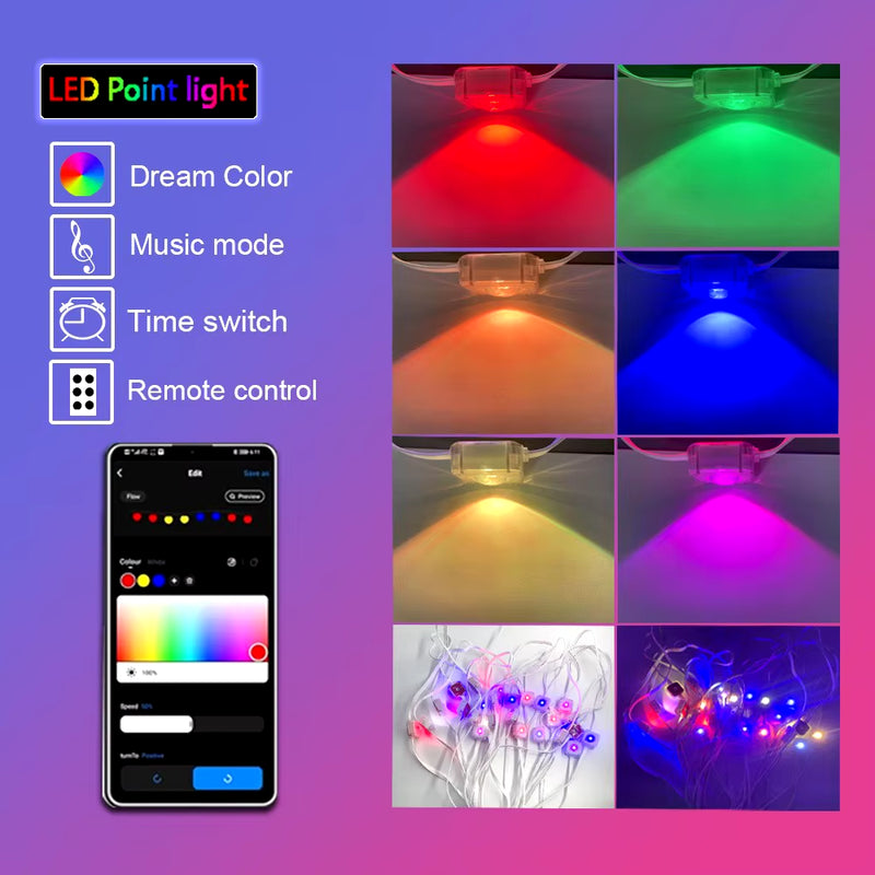 45M RGB Eaves LED Lights Permanent Outdoor Lights String APP Bluetooth Light Strip Scene Modes Full House Party Wedding Light - Virtual Salesline 