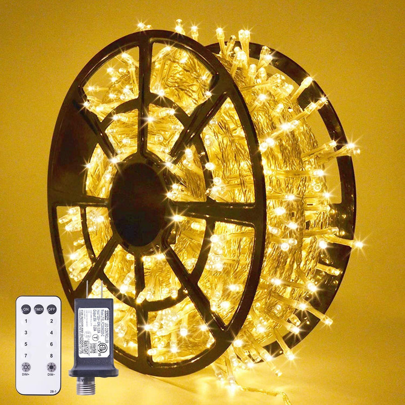 168FT 600 LED Christmas Lights Outdoor Waterproof 8 Modes Indoor Christmas String Lights Warm White Christmas Tree Lights Plug in for Room Bedroom Wedding Party Holiday Decorations. - Virtual Salesline 