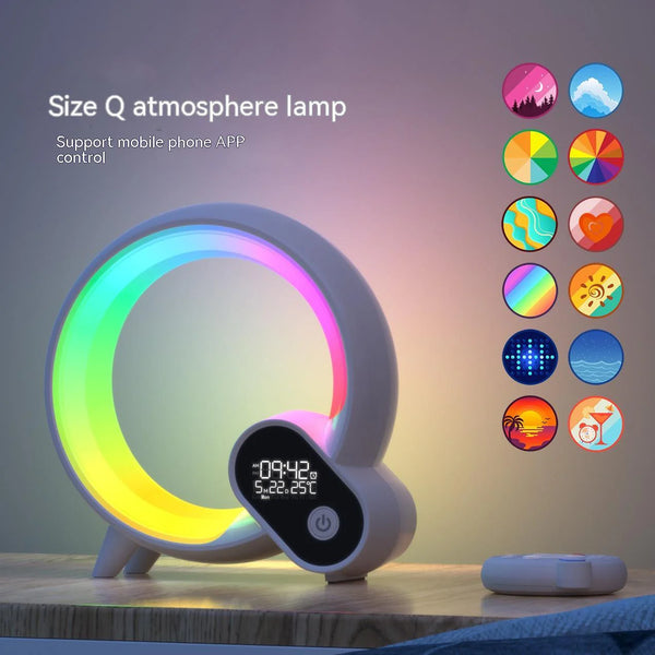 Creative Q Light Analog Sunrise Digital Display Alarm Clock Bluetooth Audio Intelligent Wake-Up Q Colorful Atmosphere Light - Virtual Salesline 